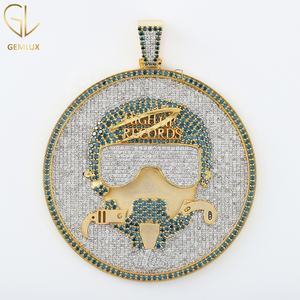 จี้ฮิปฮอปทรงกลมสำหรับผู้ชายเครื่องทดสอบเพชรเม็ดเดี่ยวสีเงิน925ออกแบบได้ตามต้องการ - Product Image 1