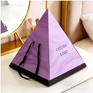 Wholesale Pyramid Shape Gift <b>Box</b> Luxury Paper Packaging <b>Box</b> with Ribbon Custom Logo for Candy Chocolate Party Festival Gifts - Product Image 2