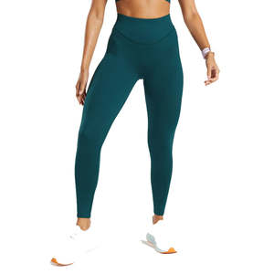 Leggings de Yoga de Cintura Alta Elástica en Color Verde Azulado Oscuro, Sin Costuras, de Compresión, Tallas Grandes, para Entrenamiento y Gimnasio, Ropa Deportiva para Mujer - Product Image 3