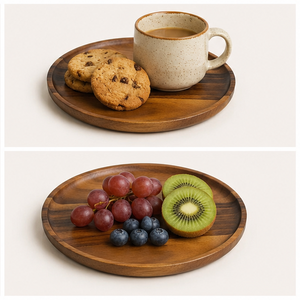 Luxury Round Acacia Wood Charger <b>Plates</b> for Wedding Table <b>Decoration</b> Handcrafted Eco-Friendly Sustainable Wooden Serving <b>Plate</b> - Product Image 4