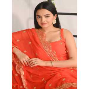 ชุดราตรีผ้าจอร์เจียปักลายสำหรับนักออกแบบชุดราตรีปักลายเรียบหรู - Product Image 4