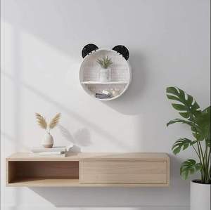 Natural seagrass <b>wall</b> shelf kid boho playroom organization <b>floating</b> book <b>shelves</b> woven wicker panda shapes shelf decorations who - Product Image 2