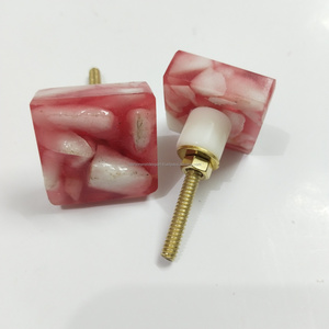 Peach Terrazzo <b>Door</b> Knob Hardware Resin Rectabguler for Kitchen Hardware Cabinets <b>Door</b> <b>Pull</b> <b>Handle</b> Design Customized - Product Image 6