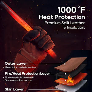 Guantes de Soldadura de Cuero de Seguridad, Resistentes al Calor, Diseño Premium, Absorbentes del Sudor, Duraderos, Guantes de Trabajo de Soldadura de Primera Calidad - Product Image 4