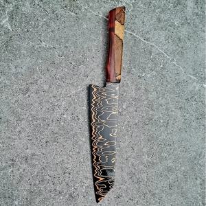 Couteau de chef personnalisé fait main Jexmoo en acier carbone avec lame de 8 pouces, manche élégant, étui en cuir - Cadeau pour chef - Product Image 5