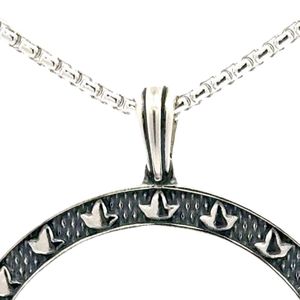 AKA Textured Ivy Circle Oxidized Necklace Elegant Silver Tone Jewelry for Women Luxury Fashion Accessory with <b>Vintage</b> - Product Image 3