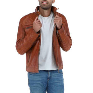 Veste en cuir vintage pour homme de qualité supérieure, confortable, durable, élégante, coupe moderne, logo sur le devant, imperméable, écologique - Product Image 2