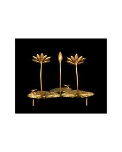 Ensemble de plateaux décoratifs en aluminium doré authentique avec bols pour comptoir de bar, style glamour moderne - Product Image 2