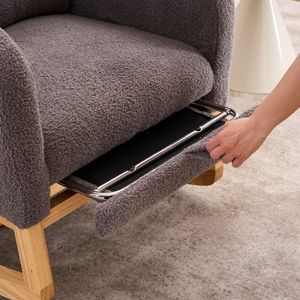Sedia a dondolo LY 5104 grigio scuro con schienale alto e gambe in legno di gomma, 26.77D X 38.36W, per camera da letto e soggiorno - Product Image 6