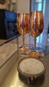 Verre à vin en cuivre martelé ILAHI, écologique, portable, moderne, avec couvercles, emballage en boîte blanche, pour la maison, l'hôtel, les fêtes - Product Image 3