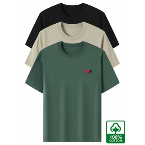T-shirt en coton 100 % col rond à manches courtes, couleur unie, tricoté, décontracté, streetwear, pour l'été, personnalisable avec logo, vierge, vente en gros - Product Image 1