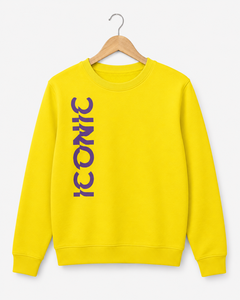 Sudadera de Cuello Redondo Amarillo Brillante, Manga Larga, Estampada, con Logotipo Personalizado, Estilo Casual Urbano - Product Image 1