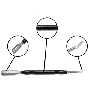 Pousse-cuticules double embout en acier inoxydable pour manucure, réutilisable, manche noir, finition lisse, soin des cuticules - Product Image 2