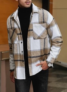 Mens Flannel Plaid Shirt <b>Jacket</b> with Pockets Camp <b>Fleece</b> <b>Lined</b> Shirt Winter Coats Thick Outwear Winter Men Plaid Flannel Shirts - Product Image 1