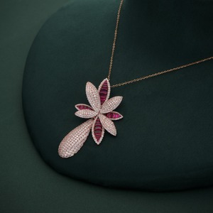 Luxury 925 Silver Rose Gold Plated Diamond Palm Tree Pendant with <b>Ruby</b> Inlay Micro Pave Women Fine Jewelry <b>Necklace</b> Gift - Product Image 4