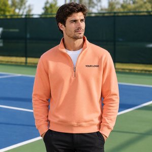 Sweat-shirt à col zippé pour homme avec un look sportif moderne, haut à manches longues pour la vente en gros de vêtements internationaux - Product Image 2