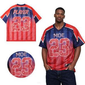 Jersey de Fútbol Americano con Número de Diamantes de Imitación, Uniforme Deportivo de Malla Transpirable, Diseño de Rayas en Degradado, Ropa de Equipo Personalizada, Producción OEM - Product Image 2