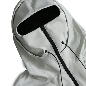 Men's <b>Light</b> Gray Hooded Quarter-Zip Windproof Puffer Jacket Casual Loose Fit Polyester <b>Shell</b> Autumn Wear - Product Image 3