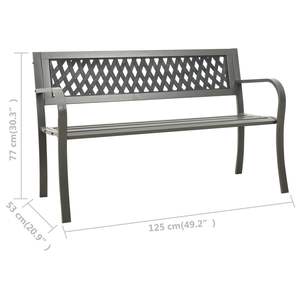 Banco de Jardín de Acero Resistente con Recubrimiento en Polvo Gris, Muebles de Patio con Estilo y Plástico - Product Image 6