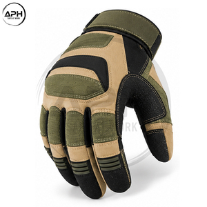 Gants mécaniques vert olive de qualité supérieure, gants de travail pour atelier, coutures contrastées, paume synthétique, doigts entiers - Product Image 4