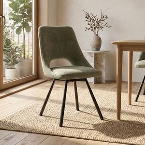 Chaise de salle à manger rembourrée moderne avec dossier ergonomique, chaise de salle à manger en tissu avec pieds en métal robustes pour salle à manger, cuisine, restaurant - Product Image 1