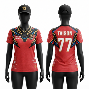 เสื้อกีฬาดิสก์กอล์ฟผู้หญิง ผ้าโพลีเอสเตอร์เบิร์ดอาย พรีเมียม 180 GSM สีแดง ดำ น้ำเงิน ทอง  พร้อมปักโลโก้ตามสั่ง รับผลิตแบบ OEM - Product Image 1