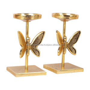 Candelabro Decorativo de Aluminio con Forma de Mariposa, Acabado Dorado, para Mesa de Comedor, Bodas, Fiestas, Centro de Mesa - Product Image 1