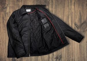 Blouson aviateur en cuir véritable marron pour homme, doublure en sherpa, fermeture éclair, col rabattable, vêtement d'hiver - Product Image 6