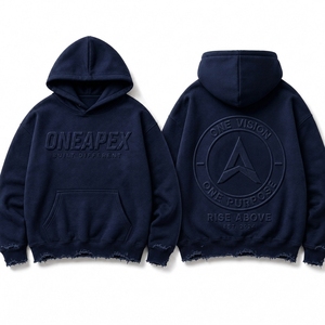 Sweat à capuche surdimensionné noir personnalisé pour homme, en coton épais, brodé, hiver, 2 pièces, streetwear, respirant, séchage rapide - Product Image 3