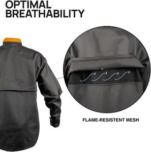 เสื้อเชิ้ตเชื่อมเหล็กสำหรับผู้ชาย HSI ทนไฟ 100% ผ้าฝ้าย ติดกระดุมแป๊ก ระบายอากาศด้านหลัง ทนความร้อน 300 องศาเซลเซียส ชุดทำงานเพื่อความปลอดภัย - Product Image 3