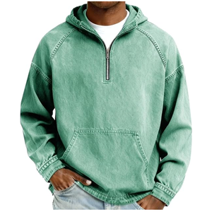 Sudadera con capucha de alta calidad para hombre, estilo vintage, lavado ácido, con cremallera, oversize, de forro polar, para invierno, estilo urbano. - Product Image 6