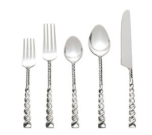 Juego de cubiertos de oro superventas con diseño de agarre texturizado y pulido espejo, tenedor, cuchillo y cuchara modernos de metal. - Product Image 3