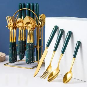 Ensemble de couverts haut de gamme avec manche en résine, en acier inoxydable, pour la cuisine et le restaurant, élégant et pratique. - Product Image 2