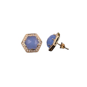 Natural Blue Chalcedony Faceted Hexagon Shape Gemstone Earrings 925 Sterling <b>Silver</b> Drop Earrings For Women Handmade Jewelry - Product Image 4