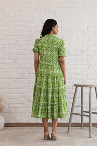 GREEN COTTON MAXI WOMEN <b>DRESS</b> - Product Image 2