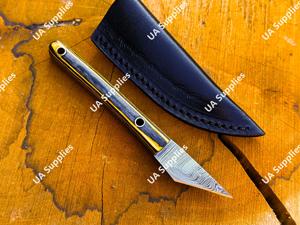 มีดคิริดาชิเหล็กดามัสกัสคุณภาพสูง ใบมีดขนาด 2 นิ้ว ด้ามไม้ ความยาวรวม 15.24 ซม. คมกริบ ใบมีดแบบตายตัว - Product Image 2