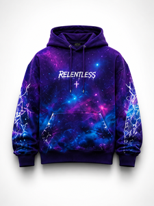 Sudadera con Capucha Personalizada OEM ODM con Estampado Cósmico Negro y Morado, Sudadera Oversize de Estilo Urbano - Product Image 1
