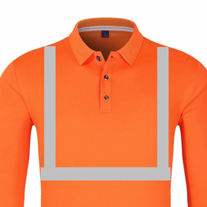 เสื้อเชิ้ตทำงานแขนยาวสะท้อนแสงสำหรับผู้ชาย สีส้ม โพลีเอสเตอร์ ชุดยูนิฟอร์มนิรภัย พร้อมแถบสีเงิน - Product Image 4