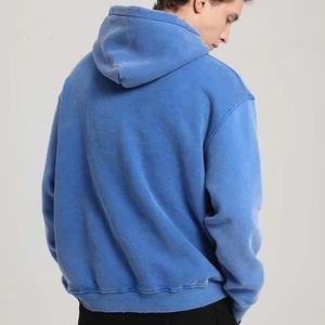 Sudadera con Capucha Azul Unisex, Corte Holgado, Manga Regular, Color Sólido, Algodón French Terry, Ropa Casual de Otoño - Product Image 5