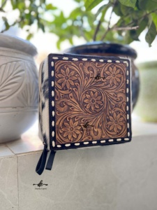 New Design Hand <b>Tooled</b> Leather Stylish <b>Big</b> Size Jewelry Storage Boxes Organizer Handmade Makeup <b>Box</b> Square Cowhide Organizer <b>Box</b> - Product Image 2