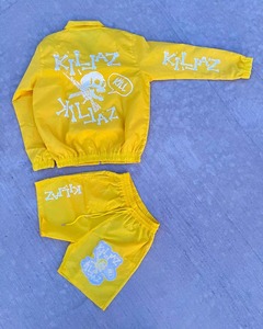 Conjunto de 2 piezas personalizado a cuadros con bloques de color: Chaqueta con cremallera y pantalones cortos, cortavientos de nailon, conjunto de sudadera con capucha y pantalones cortos, chándal. - Product Image 6