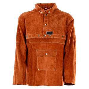 Tablier de soudeur en cuir de vachette pleine fleur avec manches en polyester, résistant aux flammes, grande taille, pour travaux lourds - Product Image 2