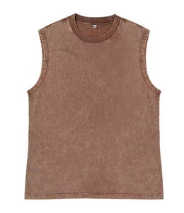 Camisetas sin mangas holgadas de algodón 100% para hombre, estilo acid wash, para gimnasio, con logo personalizado, corte muscular, precio mayorista - Product Image 4