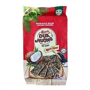 Meilleures ventes QUYTHU Crackers de noix de coco croustillants au sésame noir 225g, Snack croustillant au sésame et à la noix de coco, Prix compétitif, Vente en gros, Exportation - Product Image 1