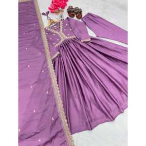 Robes de soirée de créateur, robe à coupe inspirée d'Alia avec dupatta et bas pour les occasions de fête - Product Image 5