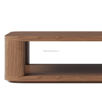 Table basse carrée en bois de luxe Sageliving, pieds épais arrondis, style moderne minimaliste, table de salon