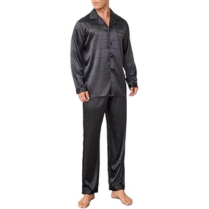 Pyjama léger pour hommes, ensemble short à manches courtes et col rond, taille élastique, doux et respirant, pyjama d'été pour la maison - Product Image 1