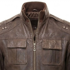 Veste en cuir véritable personnalisée, couleur marron unie, veste de haute qualité avec logo personnalisé, vestes en cuir - Product Image 3