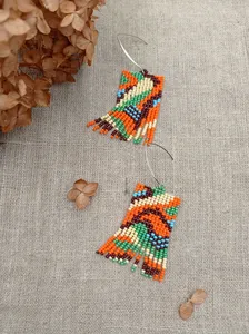 WHOLESALE NATIVE EARRING <b>BEADS</b> Miyuki Beaded Fringe Earrings: Handmade Mexican Boho Jewelry for Women Party, BIRTHDAY, WEDDING - Product Image 3