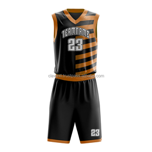 Uniformes de Baloncesto Personalizados al por Mayor para Adultos Unisex, Nuevo Diseño Negro y Amarillo, Conjunto de Uniforme 100% Poliéster con Impresión por Sublimación - Product Image 3